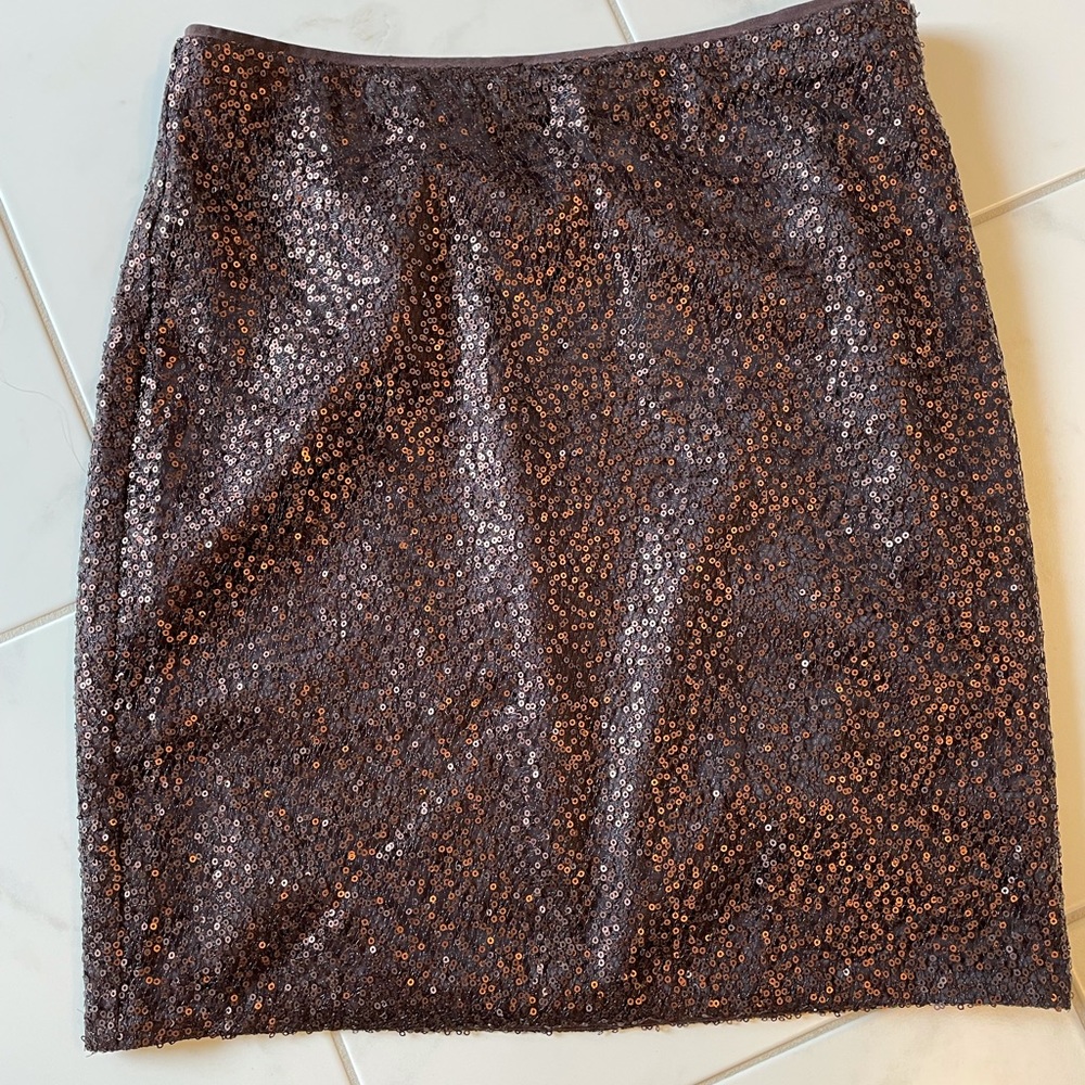 Ann Taylor Sequin Mini Skirt - Brown/Copper - Sz 2